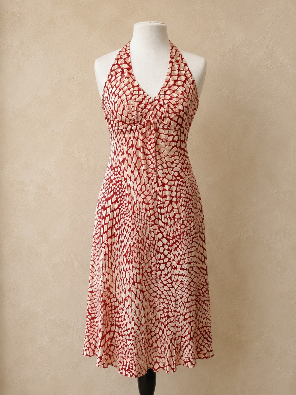 ❤️ 100% Silk Halter Dress Resort Cruise Cocktail Wedding Guest Date Night Sz 2